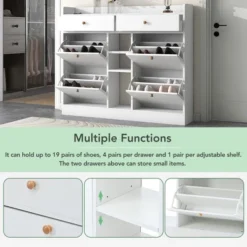 Modern Multifunctional Shoe Cabinet With 4 Turnover Drawers - ModernLuxe -ModernLuxe GUEST 93a1650b e9bd 412c 99e4 30bdbd689325