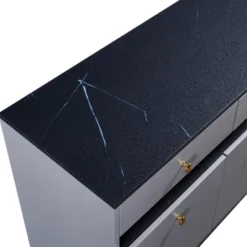 Contemporary Dressing Table With LED Lights And Marble Top, Gray - ModernLuxe -ModernLuxe GUEST 94745620 e918 4f09 b62d 0da0a24c5b93