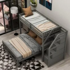 Twin Over Full Loft Bed With Staircase - ModernLuxe -ModernLuxe GUEST 94fd4ed4 b547 4e80 afa7 d5979a48b72a