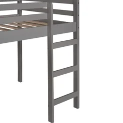 House Shape Twin Size Loft Bed With Slide, Gray - ModernLuxe -ModernLuxe GUEST 956f098b 8f1d 4b54 890e 7c8fd3fb27e5
