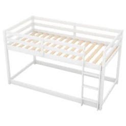 Twin Over Twin Floor Bunk Bed With Ladder - ModernLuxe 13 Twin Over Twin Floor Bunk Bed With Ladder - ModernLuxe -ModernLuxe GUEST 9668d007 ecac 49ed a84e 97f1fba53784
