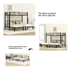 Twin Over Twin Metal Triple Bunk Bed With Ladder, Black-ModernLuxe -ModernLuxe GUEST 96713ecb c2a1 4c99 b122 e5e24f619706