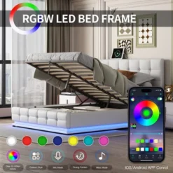 Queen Size PU Tufted Upholstered Platform Bed With Hydraulic Storage System, LED Lights And USB Charger-ModernLuxe -ModernLuxe GUEST 96b2b444 21b3 4edf 8fc8 f0063d7a7b6b