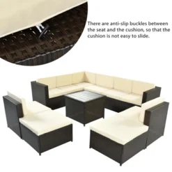 9-Piece Rattan Sectional Seating Group, Patio Conversation Set With Cushions And Ottoman-ModernLuxe 24 9-Piece Rattan Sectional Seating Group, Patio Conversation Set With Cushions And Ottoman-ModernLuxe -ModernLuxe GUEST 96eee55c 8bd5 4435 9b51 0e078db6af29