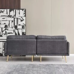 3-Seater Cotton And Linen Upholstered Sofa With Gold Metal Legs - ModernLuxe -ModernLuxe GUEST 9812aa70 0b01 4c6d 8c06 b6183a82f6c7