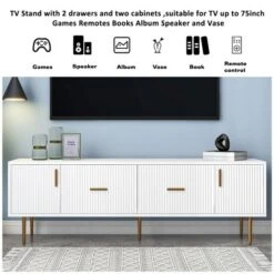 Modern TV Stand For TVs Up To 75'' With 5 Champagne Legs-ModernLuxe -ModernLuxe GUEST 98bc9bfa 7684 4ec2 9126 e3c9368c559c