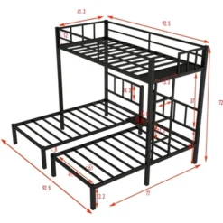 Twin Over Twin Metal Triple Bunk Bed With Ladder, Black-ModernLuxe -ModernLuxe GUEST 98e97164 6318 4ff0 88e8 59dd15596f3f
