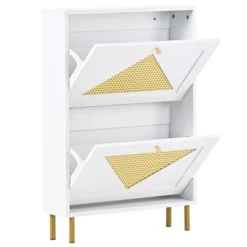 23.6" Rattan Modern Shoe Cabinet With 2 Flap Drawers - ModernLuxe -ModernLuxe GUEST 99591447 fc03 4b34 824f e9f0f0600a36