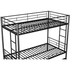 Twin Over Twin Metal Bunk Bed With Trundle Bed And Ladders-ModernLuxe -ModernLuxe GUEST 99e44352 74d6 454f 9de9 8d51d0e71642