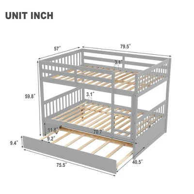 Full Over Full Bunk Bed With Trundle Bed And Ladder-ModernLuxe 5 Full Over Full Bunk Bed With Trundle Bed And Ladder-ModernLuxe - Image 3