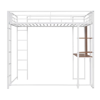 Twin Metal Loft Bed With 2 Shelves And Desk - ModernLuxe 8 Twin Metal Loft Bed With 2 Shelves And Desk - ModernLuxe - Image 6