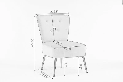 Tufted Back Teddy Fabric Slipper Chair Accent Chair-ModernLuxe 4 Tufted Back Teddy Fabric Slipper Chair Accent Chair-ModernLuxe - Image 2