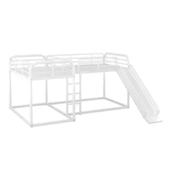 Full And Twin Size L-Shaped Metal Bunk Bed With Slide And Ladder-ModernLuxe -ModernLuxe GUEST 9bd9151a d30d 4d62 bb17 694a23cf1dae