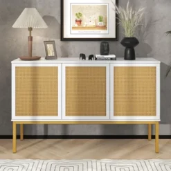 Sideboard With Faux Rattan Door And Metal Legs - ModernLuxe -ModernLuxe GUEST 9be1acf2 3ea9 4637 bb78 3e8334d2a03a