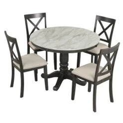 5-Piece Dining Set With Solid Wood Table And 4 Chairs, Gray - ModernLuxe -ModernLuxe GUEST 9cae3e7e cb25 40f8 b81c 2a9ee341f9a8
