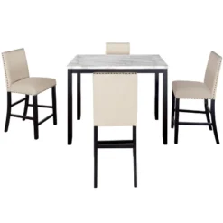 Modern 5-Piece Counter Height Faux Marble Dining Table Set Beige-ModernLuxe -ModernLuxe GUEST 9d913664 9895 4647 88a4 862b9f266f7a