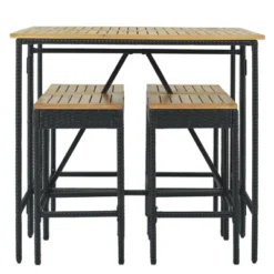 5-Piece Outdoor Patio Wicker Bar Set With Foldable Acacia Wood Top With 4 Stools And 1 Table,Brown - ModernLuxe -ModernLuxe GUEST 9dfa8bc2 46d0 4e9b ad41 fd778f8bfcf3