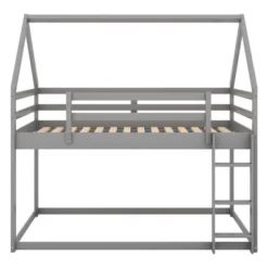 Twin Over Twin House Shaped Bunk Bed With Ladder And Guardrail-ModernLuxe -ModernLuxe GUEST 9dfe6d0c ea0c 444a 9836 ef5034dd22e2