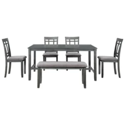 6-Piece Farmhouse Rustic Wooden Dining Table Set With 4 Chairs And Bench, Antique Gray - ModernLuxe -ModernLuxe GUEST 9e45f566 f2bc 494a 90f0 42f0bfe76aab