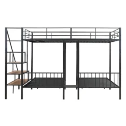 Full Over Twin-Twin Triple Bunk Bed With Drawers And Staircase - ModernLuxe -ModernLuxe GUEST 9ee83df9 62fe 43cb acca dcee1bfe73b2