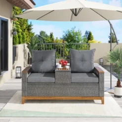 Outdoor Adjustable Loveseat Sofa With Armrests And Storage Space For Patio, Pool And Balcony Etc - ModernLuxe