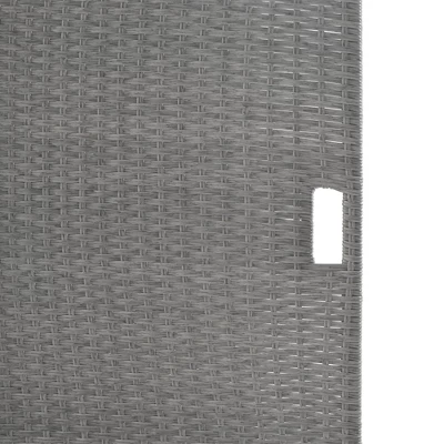 5-Piece Patio Rattan Dining Table Set , Counter Height PE Wicker Square Table Set With Storage Shelf And 4 Padded Stools, Gray-ModernLuxe 10 5-Piece Patio Rattan Dining Table Set , Counter Height PE Wicker Square Table Set With Storage Shelf And 4 Padded Stools, Gray-ModernLuxe - Image 9