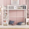 Metal Twin Size Loft Bed With 4 Shelves And Storage - ModernLuxe -ModernLuxe GUEST a09a90d4 c598 4ea0 8844 ae8baa0d315a