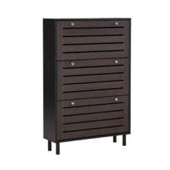 Freestanding Shoe Cabinet With Hooks, 3 Flip Drawers And Adjustable Panels - ModernLuxe -ModernLuxe GUEST a0d3cb9b eaa4 450e 914a 54add7bc3262