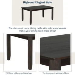 6 PCS Rustic Wood Dining Table Set, Rectangular Table With 4 Chairs & Bench-ModernLuxe -ModernLuxe GUEST a170da62 6d00 4041 b4a9 808748498d9a