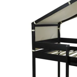 Wood Twin Over Twin Bunk Bed With Tent-ModernLuxe -ModernLuxe GUEST a1e70e25 420f 426a bef0 b8ac0a893905