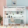 Loft Bed With Multi-Function Storage Table, LED Lights, Bedside Tray And Charging Station, White - ModernLuxe -ModernLuxe GUEST a237bf76 eb74 4c88 bc97 1ecc43a877e4