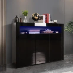 Modern Wooden Sideboard With LED Lights And 3 Doors For Living Room, Kitchen Or Hallway - ModernLuxe -ModernLuxe GUEST a26bce58 3d1e 4438 84c1 3b317aaa52eb