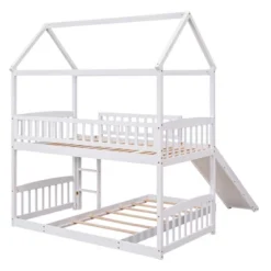 Twin Over Twin Bunk Bed, House Bed With Slide And Ladder-ModernLuxe -ModernLuxe GUEST a27818fd da73 4550 83cf afc424e11e7a