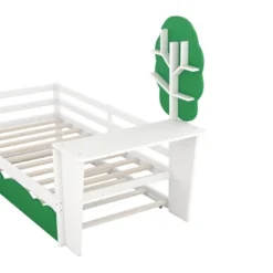 Twin Size Daybed With Desk, Green Tree Shape Shelves-ModernLuxe -ModernLuxe GUEST a328cc45 9698 40e6 8250 c144a69308bd