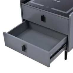 Modern Nightstand With Wireless Charging, USB Port And Adjustable LED Lights, End Table With 2 Drawers-ModernLuxe -ModernLuxe GUEST a3c56d0b fabe 4a26 9008 35c125999d2d