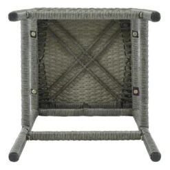 5-Piece Patio Rattan Dining Table Set , Counter Height PE Wicker Square Table Set With Storage Shelf And 4 Padded Stools, Gray-ModernLuxe 24 5-Piece Patio Rattan Dining Table Set , Counter Height PE Wicker Square Table Set With Storage Shelf And 4 Padded Stools, Gray-ModernLuxe -ModernLuxe GUEST a3cf9efa d704 468e a8eb dca26f78f636