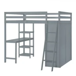 Full/ Twin Size Loft Bed With Wardrobe, Desk And Shelves-ModernLuxe -ModernLuxe GUEST a401cd50 af14 4496 9671 259138086d9f