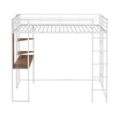 Twin Metal Loft Bed With 2 Shelves And Desk - ModernLuxe 16 Twin Metal Loft Bed With 2 Shelves And Desk - ModernLuxe -ModernLuxe GUEST a437148a 4aa3 46c7 89ad 322aa27ada43