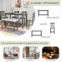 6-Piece Counter Height Dining Table Set Table With 4 Chairs And 1 Benchs - ModernLuxe 16 6-Piece Counter Height Dining Table Set Table With 4 Chairs And 1 Benchs - ModernLuxe -ModernLuxe GUEST a4c68b86 043d 4235 baa8 9bf12cfbec76