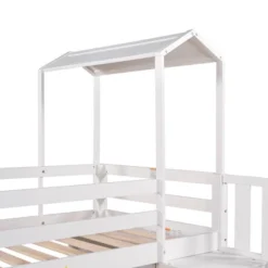 Twin Over Full Bunk Bed With Staircase, Shelves And House Roof-ModernLuxe -ModernLuxe GUEST a4f27e08 89cf 448f 91d6 4d9301deeaf0