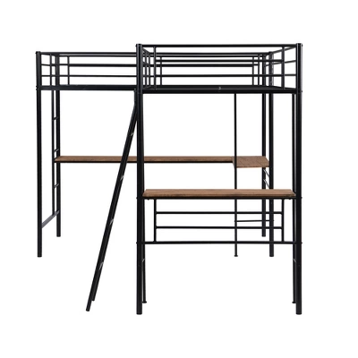 Metal Twin Size Loft Bed With Two Built-in Desks, Black - ModernLuxe 11 Metal Twin Size Loft Bed With Two Built-in Desks, Black - ModernLuxe - Image 9