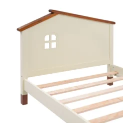 Wood Platform Bed With House-shaped Headboard-ModernLuxe -ModernLuxe GUEST a563e0ef cca3 432f afd6 714948e040e4