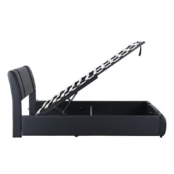 Upholstered Faux Leather Platform Bed With A Hydraulic Storage System-ModernLuxe -ModernLuxe GUEST a5835876 3a2f 426b a589 fef272e2cffa