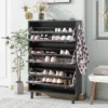 Freestanding Shoe Cabinet With Hooks, 3 Flip Drawers And Adjustable Panels - ModernLuxe -ModernLuxe GUEST a5f0afd2 cf16 474c 9ee7 4259a5d5177a