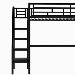 Metal Twin Size Loft Bed With Desk, Black - ModernLuxe -ModernLuxe GUEST a5f794d9 5e27 4bba abeb d40fb3449f71