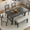 6-Piece Farmhouse Solid Wood Rectangular Dining Table Set With 4 Upholstered Chairs And 1 Bench - ModernLuxe -ModernLuxe GUEST a613921e a808 4270 a32c 11902afd405e
