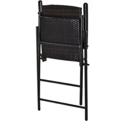 5-Piece Patio Rattan Dining Table Set , Counter Height PE Wicker Dining Table Set With Umbrella Hole And 4 Foldable Chairs, Brown-ModernLuxe -ModernLuxe GUEST a651c4c0 f29b 4951 a933 8bb55333bd73