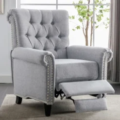 Push Back Linen Tufted Recliner Armchair - ModernLuxe -ModernLuxe GUEST a678c973 91d0 430b be74 c6b4a7ad58ca