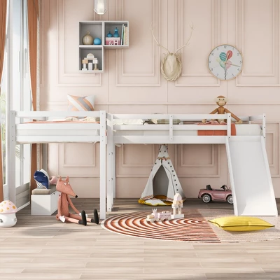 L-Shaped Twin Size Loft Bed With Ladder And Slide - ModernLuxe 4 L-Shaped Twin Size Loft Bed With Ladder And Slide - ModernLuxe - Image 2