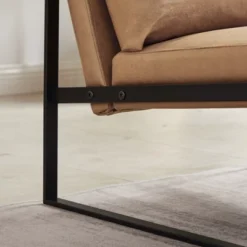 PU Leather Metal Frame Armchair With Non-slip Adsorption Feet And Back Cushion - ModernLuxe -ModernLuxe GUEST a6f0dfe4 6914 421e 88bf 3790e496ca9c